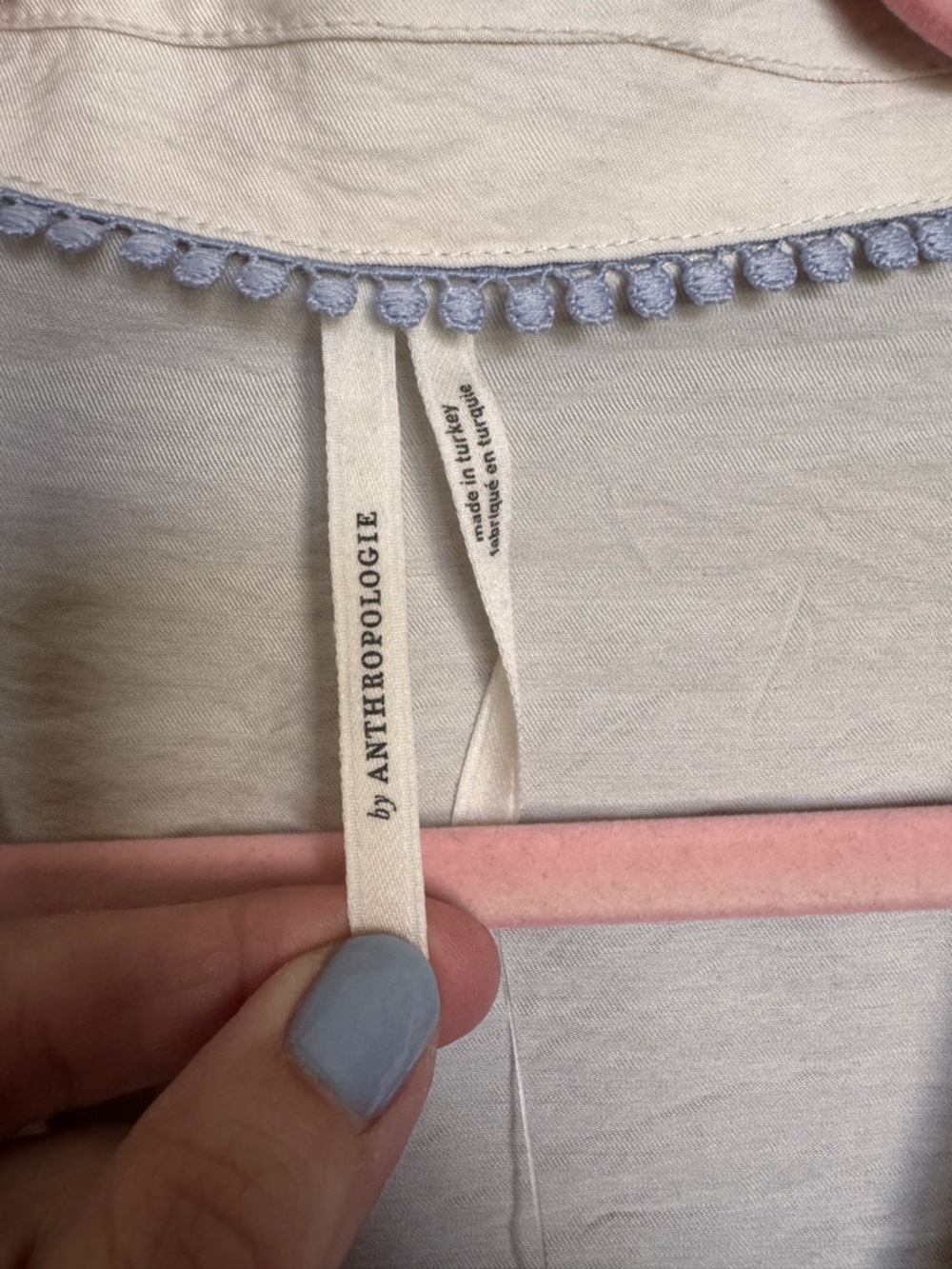 Anthropologie Cream Woven V-Neck Collar Long-Sleeve Top - Picture 9 of 11